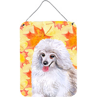 "Caroline's Treasures Medium White Poodle Fall Metal Print, 16"" x 12"", Multicolor"