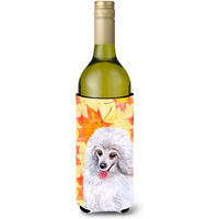 "Caroline's Treasures Medium White Poodle Fall Decorative Bottle Hugger, 750ml, Multicolor"