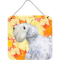 "Caroline's Treasures Sealyham Terrier Metal Print, 6h x 6w, Fall Leaves"