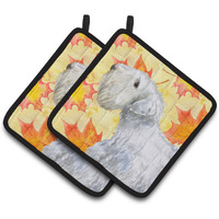 "Caroline's Treasures Sealyham Terrier Decorated pot holder, 7.5H x 7.5W, Fall Leaves"