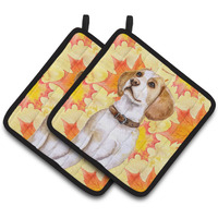 "Caroline's Treasures Beagle Decorated pot holder, 7.5H x 7.5W, Fall Leaves"