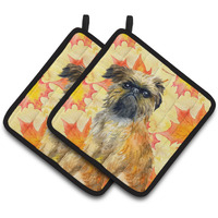 "Caroline's Treasures Brussels Griffon Decorated pot holder, 7.5H x 7.5W, Fall Leaves"