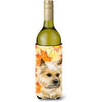 "Caroline's Treasures Cairn Terrier Fall Decorative Bottle Hugger, 750ml, Multicolor"