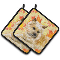 "Caroline's Treasures Cairn Terrier Decorated pot holder, 7.5H x 7.5W, Fall Leaves"