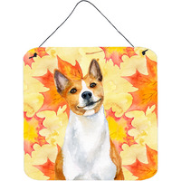 "Caroline's Treasures Basenji Metal Print, 6h x 6w, Fall Leaves"