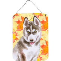 "Caroline's Treasures Siberian Husky Grey Fall Metal Print, 16"" x 12"", Multicolor"