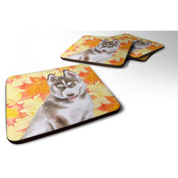 "Caroline's Treasures Siberian Husky Grey Fall Decorative coasters, Multicolor"