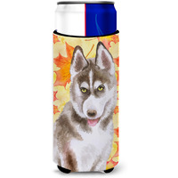"Caroline's Treasures Siberian Husky Grey Fall Decorative Can Hugger, Slim, Multicolor"