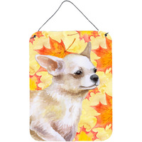 "Caroline's Treasures Chihuahua Leg up Fall Metal Print, 16"" x 12"", Multicolor"
