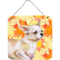 "Caroline's Treasures Chihuahua Leg Metal Print, 6h x 6w, Fall Leaves"