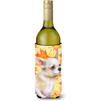 "Caroline's Treasures Chihuahua Leg up Fall Decorative Bottle Hugger, 750ml, Multicolor"