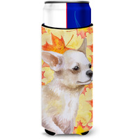 "Caroline's Treasures Chihuahua Leg up Fall Decorative Can Hugger, Slim, Multicolor"