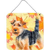 "Caroline's Treasures Welsh Terrier Metal Print, 6h x 6w, Fall Leaves"
