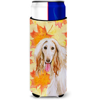"Caroline's Treasures Afghan Hound Fall Decorative Can Hugger, Slim, Multicolor"