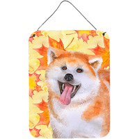 "Caroline's Treasures Akita Fall Metal Print, 16"" x 12"", Multicolor"