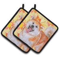 "Caroline's Treasures Akita Decorated pot holder, 7.5H x 7.5W, Fall Leaves"