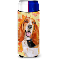 "Caroline's Treasures Basset Hound Fall Decorative Can Hugger, Slim, Multicolor"
