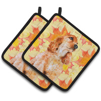 "Caroline's Treasures Cocker Spaniel Decorated pot holder, 7.5H x 7.5W, Fall Leaves"