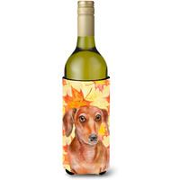 "Caroline's Treasures Red Dachshund Fall Decorative Bottle Hugger, 750ml, Multicolor"