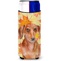 "Caroline's Treasures Red Dachshund Fall Decorative Can Hugger, Slim, Multicolor"