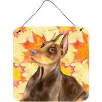 "Caroline's Treasures Doberman Pinscher Metal Print, 6h x 6w, Fall Leaves"