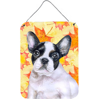 "Caroline's Treasures French Bulldog Black White Fall Metal Print, 16"" x 12"", Multicolor"