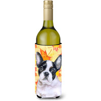"Caroline's Treasures French Bulldog Black White Fall Decorative Bottle Hugger, 750ml, Multicolor"