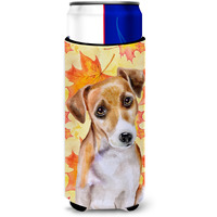 "Caroline's Treasures Jack Russell Terrier #2 Fall Decorative Can Hugger, Slim, Multicolor"