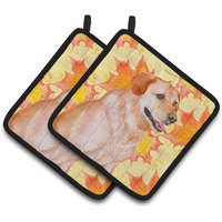 "Caroline's Treasures Labrador Retriever Decorated pot holder, 7.5H x 7.5W, Fall Leaves"