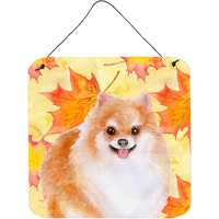 "Caroline's Treasures Pomeranian #2 Metal Print, 6h x 6w, Fall Leaves"