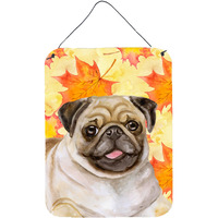 "Caroline's Treasures Fawn Pug Fall Metal Print, 16"" x 12"", Multicolor"