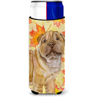 "Caroline's Treasures Shar Pei Puppy Fall Decorative Can Hugger, Slim, Multicolor"