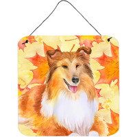 "Caroline's Treasures Sheltie Metal Print, 6h x 6w, Fall Leaves"