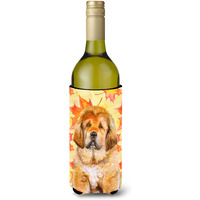 "Caroline's Treasures Tibetan Mastiff Fall Decorative Bottle Hugger, 750ml, Multicolor"