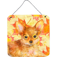 "Caroline's Treasures Toy Terrier Metal Print, 6h x 6w, Fall Leaves"
