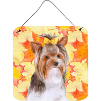 "Caroline's Treasures Yorkshire Terrier #2 Metal Print, 6h x 6w, Fall Leaves"