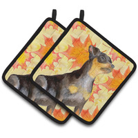 "Caroline's Treasures Miniature Pinscher #2 Decorated pot holder, 7.5H x 7.5W, Fall Leaves"