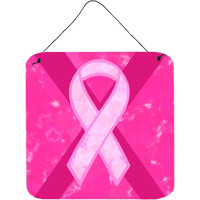 "Caroline's Treasures Breast Cancer Battle Flag Aluminum Metal Wall or Door Hanging Prints, 6 x 6"", Multicolor"