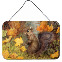 "Caroline's Treasures Grey Squirrel in Fall Leaves Wall or Door Hanging Prints BDBA0097DS812, 8HX12W, Multicolor"