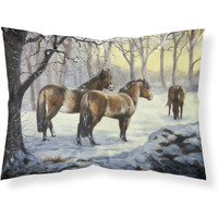 "Caroline's Treasures Horses in Snow by Daphne Baxter Fabric Standard Pillowcase BDBA0122PILLOWCASE, Multicolor"