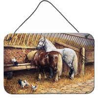 "Caroline's Treasures Horses Eating with the Chickens Wall or Door Hanging Prints BDBA0135DS812, 8HX12W"