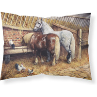 "Caroline's Treasures Horses Eating with the Chickens Fabric Standard Pillowcase BDBA0135PILLOWCASE, Multicolor"
