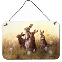 "Caroline's Treasures Rabbits in the Dandelions Wall or Door Hanging Prints BDBA0144DS812, 8HX12W, Multicolor"