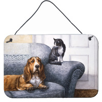 "Caroline's Treasures Basset Hound and Cat on couch Wall or Door Hanging Prints BDBA0182DS812, 8HX12W"