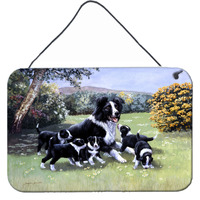 "Caroline's Treasures Border Collie Puppies with Momma Wall or Door Hanging Prints BDBA0257DS812, 8HX12W, Multicolor"