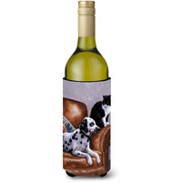 "Caroline's Treasures Dalmatian with Cat Wine Bottle Koozie Hugger, 750ml, Multicolor"