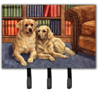 "Caroline's Treasures Golden Retrievers in the Library Leash or Key Holder hooks, Large, Multicolor"