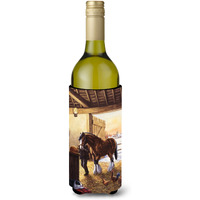 "Caroline's Treasures BDBA0291LITERK ""Clydesdale In The Stable"" Wine Bottle Beverage Insulator Hugger, 750ml, Multicolor"