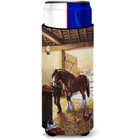"Caroline's Treasures BDBA0291MUK ""Clydesdale In The Stable"" Ultra Beverage Insulators for Slim Cans, Multicolor"
