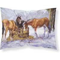 "Caroline's Treasures Horses eating Hay in the Snow Fabric Standard Pillowcase BDBA0297PILLOWCASE, Multicolor"